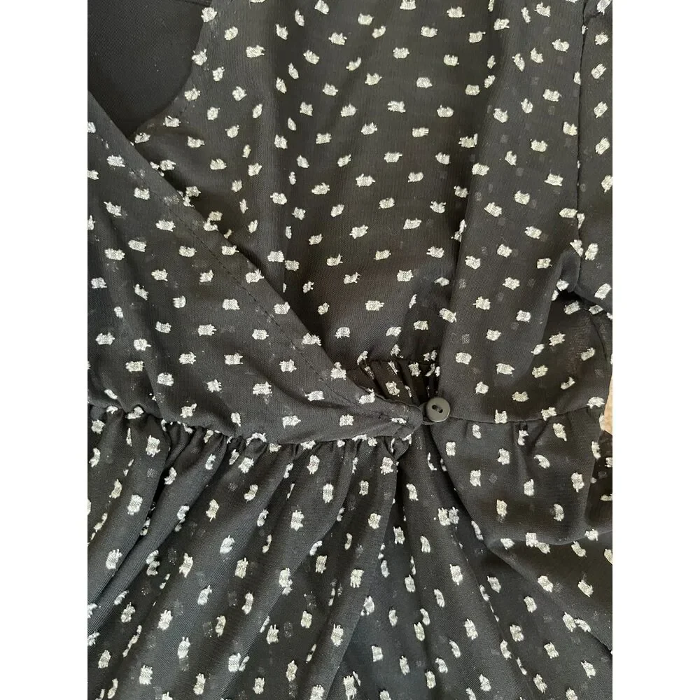 ZARA Black And Silver Sparkle Metallic Dot Mini Dress Girls Size 13-14 Years